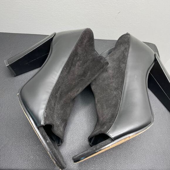 VINCE Black Boyard Two Tone Peep Toe Ankle Boots US 10 - Picture 4 of 10